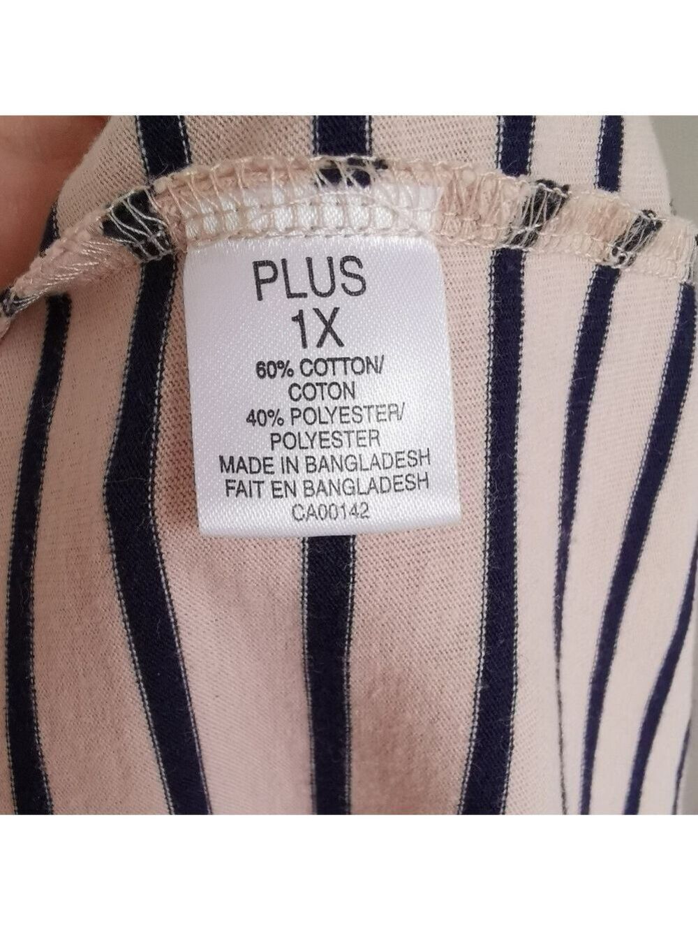 Carroll Reed Plus Size Top T-Shirt Navy Beige 1X - Picture 7 of 9
